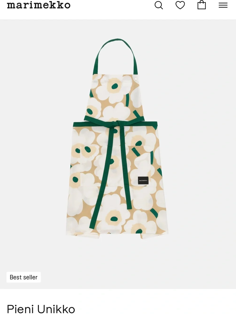 Marimekko Pieni Unikko Apron – Sand/White/Green